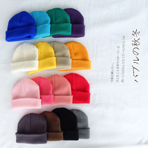 ins Korea baby hat Mens and womens baby Autumn and winter candy color wild knitted pullover hat Dumplings melon skin hat