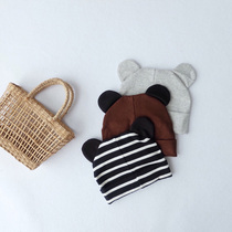 INS Korea infant autumn pure cotton cute ear hat Male and female baby newborn warm hat Childrens tire cap