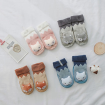 Baby shoes and socks autumn and winter cotton thickened 0-1-3 years old baby doll toddler socks non-slip soft bottom childrens floor socks