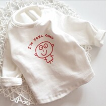 ins2021 Spring and Autumn Korea same baby cartoon cotton T-shirt men and women Baby letters Joker skin-friendly base shirt