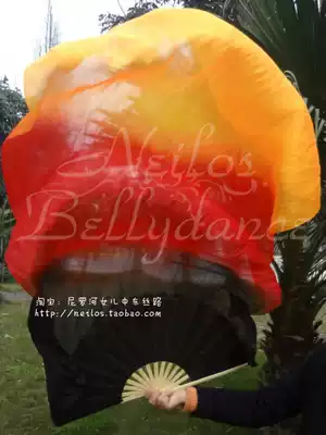 Neilos opening price belly dance silk fan long silk dance fan black red orange 1 5m * 0 9m