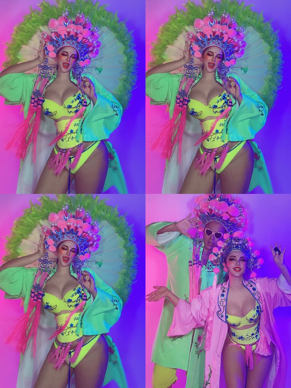 Nightclub Bar photo gallery DJ Dance Team gogo Seven New Year's Eve Valentine's Day Green Guochao Wind opera Wind Out of the Year