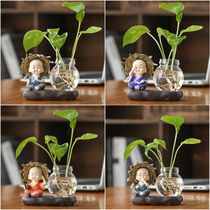 Creative water plant green radish hydroponic vase glass transparent flower pot utensil flower arrangement bottle container desktop decoration