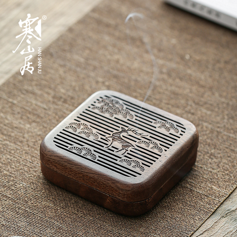 Chill Mountain Guhu Peach Wood Incense Stove Zen home pan incense box Sink Incense sandalwood Incense Indoor Solid Wood Cilanter-Taobao
