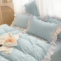 Fairy air floating four pieces of Princess Wind pure cotton lace Quilt Embroidered Girl Dorm Bed Naked Sleeping Full Cotton Student Bed