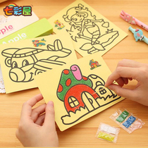 Childrens sand painting set Creative scratch painting Handmade childrens painting DIY sand painting material educational toy color sand painting