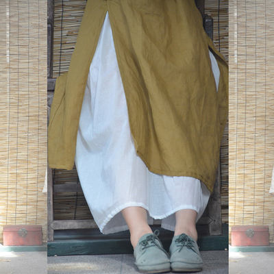 A new summer style of mid-length safety skirt for artistic women's wear with a white anti-glare skirt as the base layer and a mesh lining inside