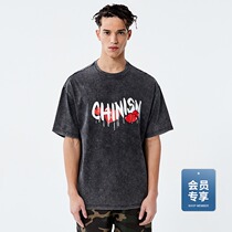  CHINISM CH old retro vintageT shirt men and women with the same love printing loose tide brand couple short sleeves