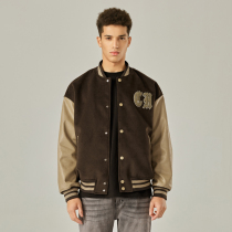 CHINISM 2022SS CH contrast stitching baseball jersey jacket mens trendy brand embroidered PU leather top jacket