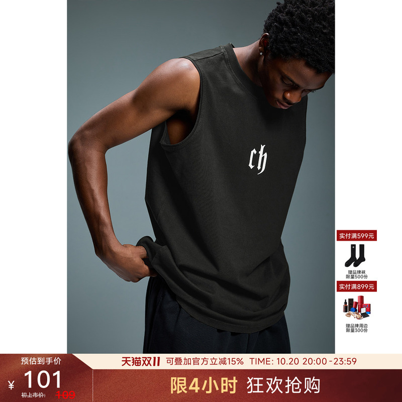 Chinism Ch Black Casual Sports Fitness Vest Men's Summer Sleeveless T-Shirt Men's Pure Cotton Vest Top Chinism Ch Black Casual Sports Fitness Vest Men's Summer Sleeveless T-Shirt Men's Pure Cotton Vest Top