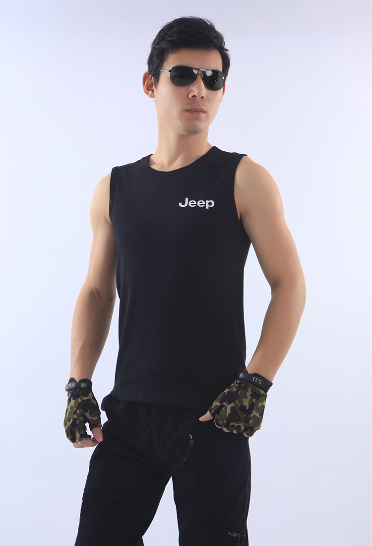 Quạt quân đội trang phục ngoài trời giản dị nam màu đen Quạt quân đội cotton chiến thuật bó sát không tay - Những người đam mê quân sự hàng may mặc / sản phẩm quạt quân đội quân phục mùa hè