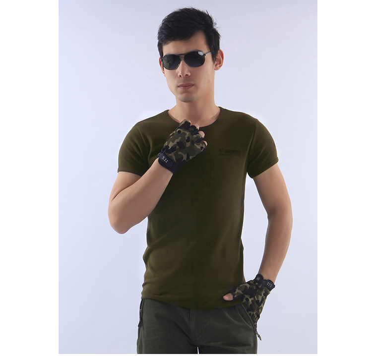 Mùa hè mới ngoài trời quần áo quạt quân đội ngắn tay cổ tròn nhanh khô cotton áo thun lực lượng đặc biệt đào tạo quần áo ngụy trang nam - Những người đam mê quân sự hàng may mặc / sản phẩm quạt quân đội giày bộ đội cao cổ