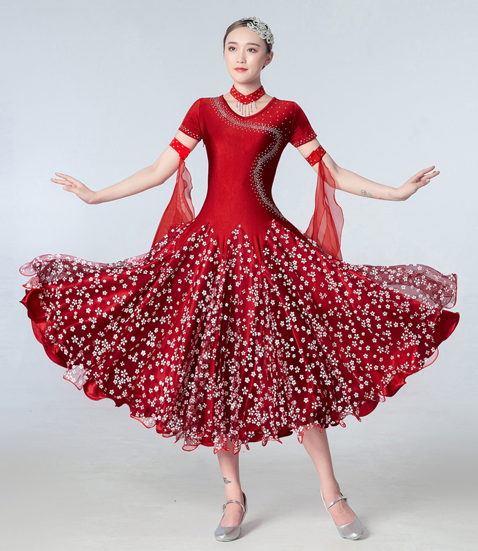 Women ballroom dance dresses Small daisy square dance dress social dance dress for middle aged and old people