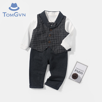 Tommy Gaven boys autumn clothes suit male baby handsome 100 days one year old gentleman dress child Three sets