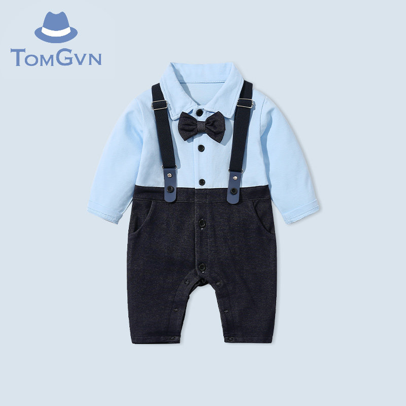Tommy Gavin baby autumn clothes jumpsuit rompers male baby gentleman handsome full moon hundred days one-year-old dress