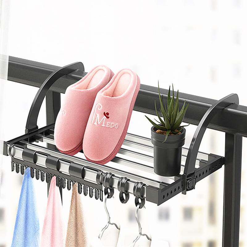 Balcony clothes drying artifact outdoor window sill small drying rack drying shoe rack hook folding window radiator hanger