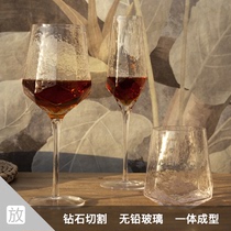 foundhome diamond-shaped red wine glasses Champagne glasses unleaded glass water cups European style vintage high feet wine glasses