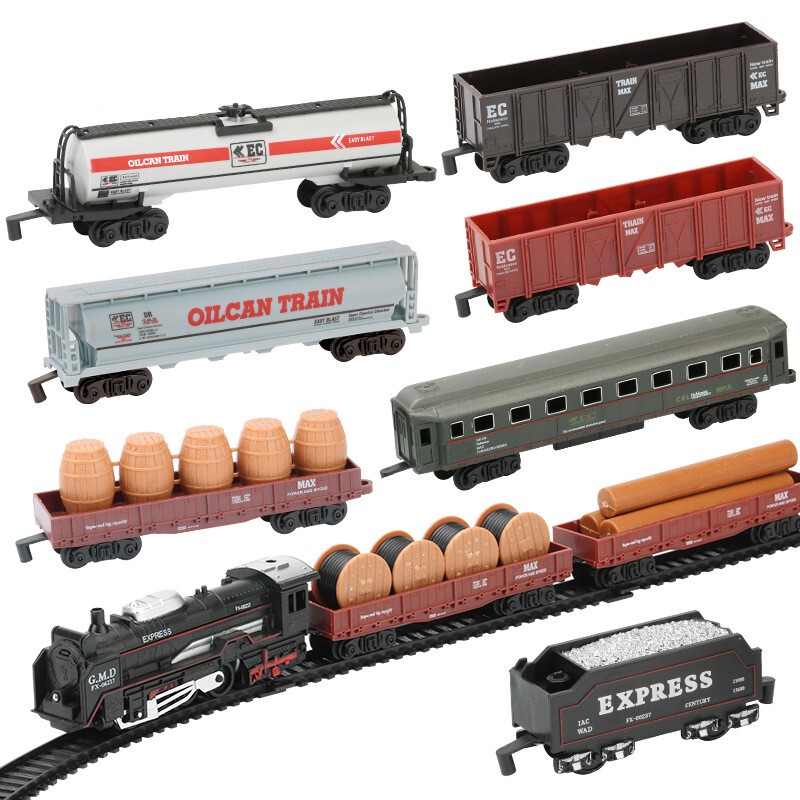 Foreign Trade Children's Realistic Classical Electric Track Train Retro Toy Coal Transport Truck Boy's Gift