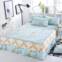 Chất liệu cotton nguyên chất trải giường loại váy đơn bảo vệ 1.8x2.0m cotton 2 m bộ bốn mảnh tùy chỉnh 2.2 bụi ga giường viền ren