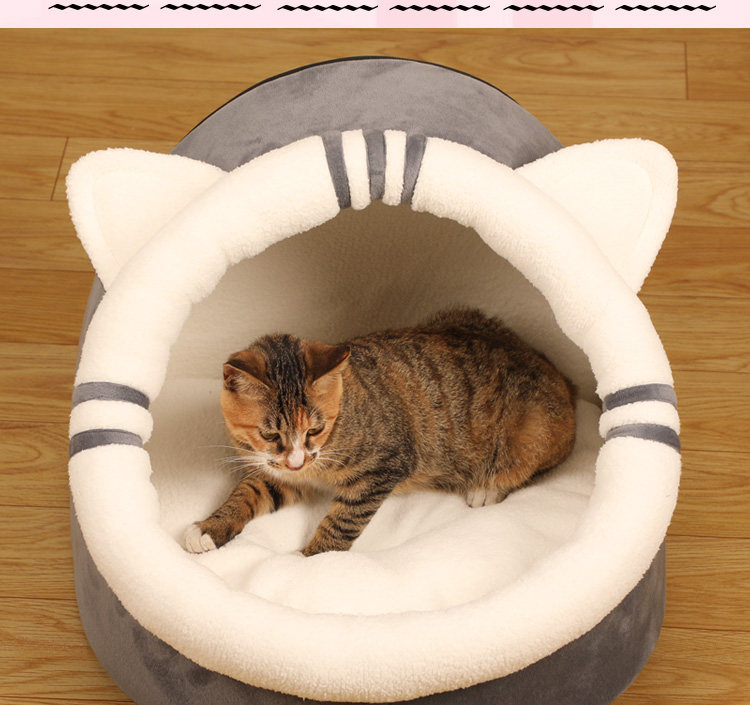 Лежанка для животных 猫窝冬季保暖加厚棉窝半封闭大号可拆洗猫房子小型犬狗窝宠物用品