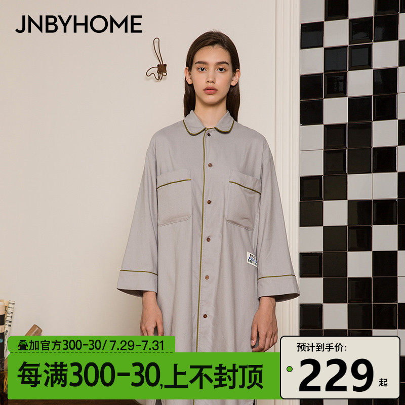 JNBYHOME Jiangnan commoner spring and summer home clothes dress comfortable and warm cotton double-sided thin brushed couple
