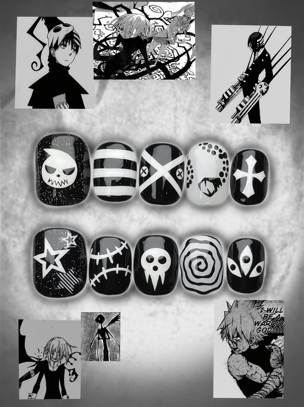 Soul Eater Impression Concept Nail Art Black and White Cool Versatile Style