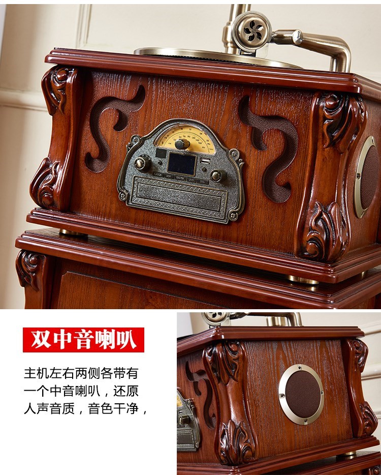 đầu đĩa than giả cổ Máy ghi âm vinyl cổ điển trang trí loa siêu trầm đa chức năng bằng gỗ niêm phong máy ghi âm nhà rắn gỗ phong cách Mỹ 	đầu đọc đĩa than denon