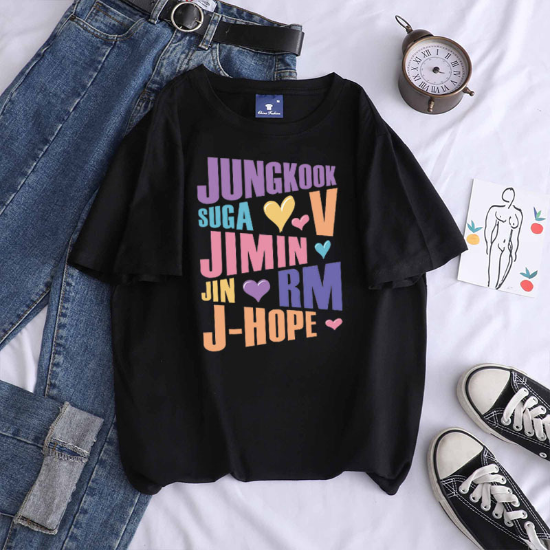 Bts Jungkook Jimin V J-Hope Rm Jin Short-Sleeve Casual Top T-Shirt Bts Jungkook Jimin V J-Hope Rm Jin Short-Sleeve Casual Top T-Shirt