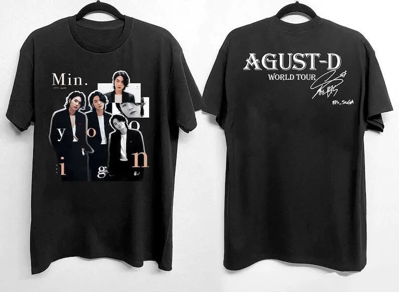 Футболка BTS AGUST D с коротким рукавом (S–4XL), хлопок, принт тур