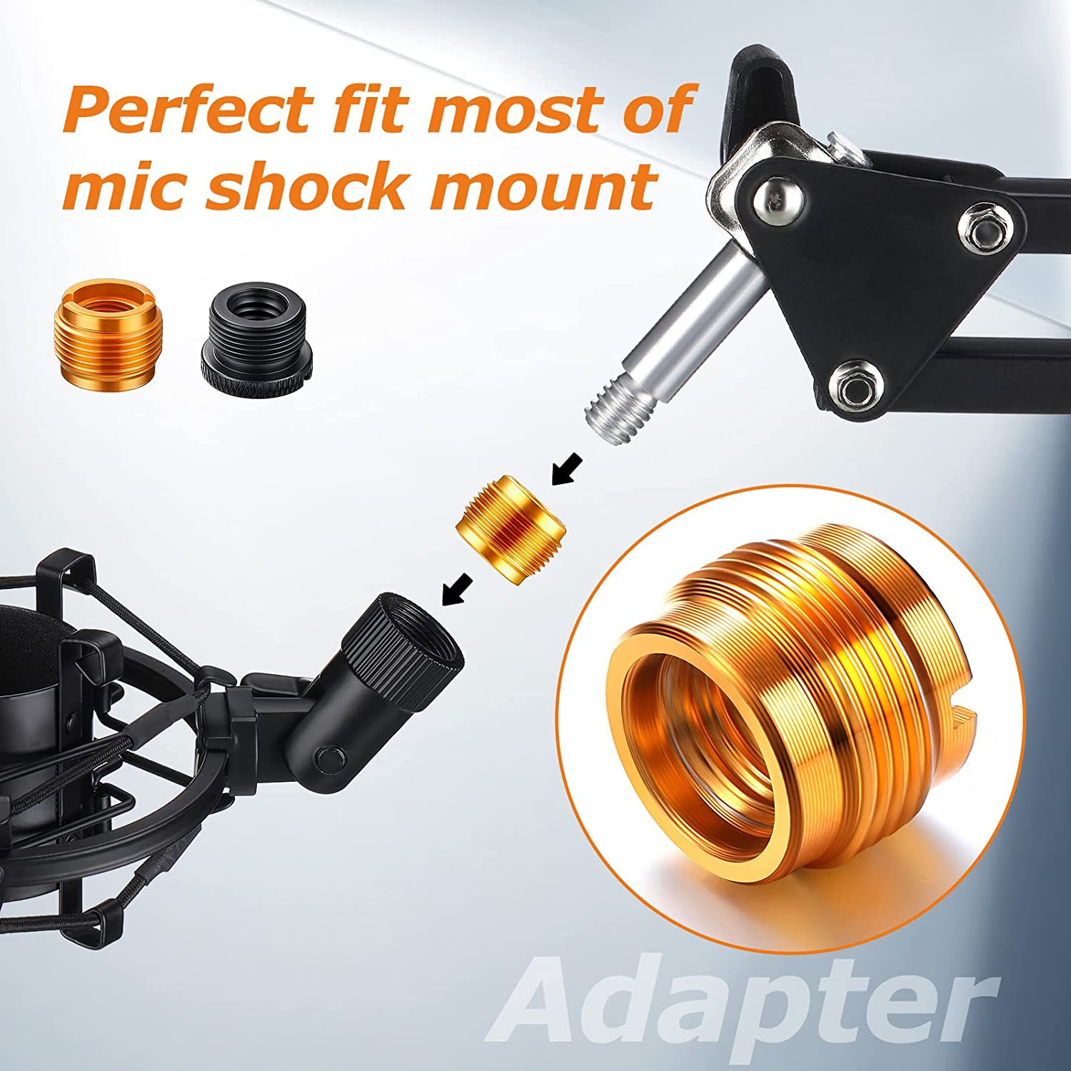 Microphone cantilever bracket shock mount microphone clip plastic clip conversion nut 3 8 to 5 8 teeth aluminum copper adapter
