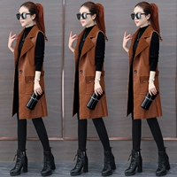 Áo khoác lông cừu nữ mùa thu 2019 mới mùa thu nữ dài phần lông nữ áo khoác vest - Áo vest vest nữ công sở
