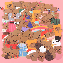 60 sheets of Korean ins wind chocolate bear sticker Cute hand account mobile phone iPad computer sticker hand account vector pack