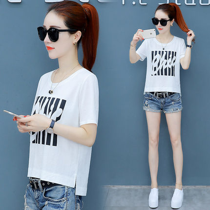 短袖t恤衫女2018夏季新款韩版短款体恤宽松显