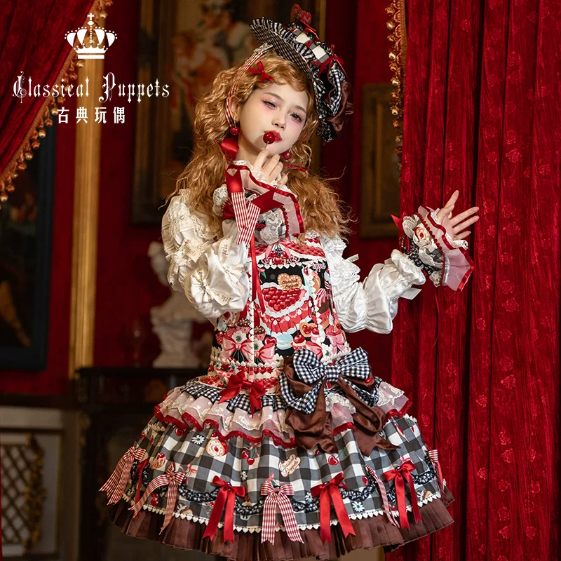 Платье-оп (Classic Doll) в стиле lolita, оборчатый принт с бантиками — S/M/L, несколько цветов