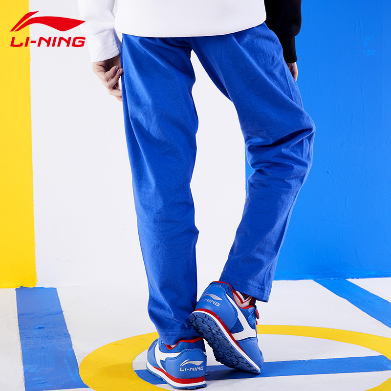 Li Ning childrens quần thể thao mùa xuân và mùa thu quần thể thao trẻ em lớn đan quần mới childrens mens giữa và trẻ em lớn quần thể thao.