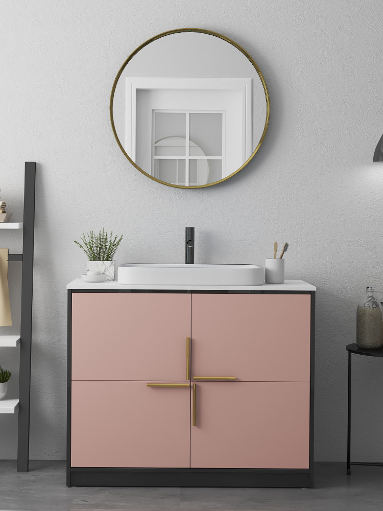 Nordic bathroom cabinet Floor-to-ceiling smart bathroom washbasin cabinet combination Light luxury powder room sink sink sink pool