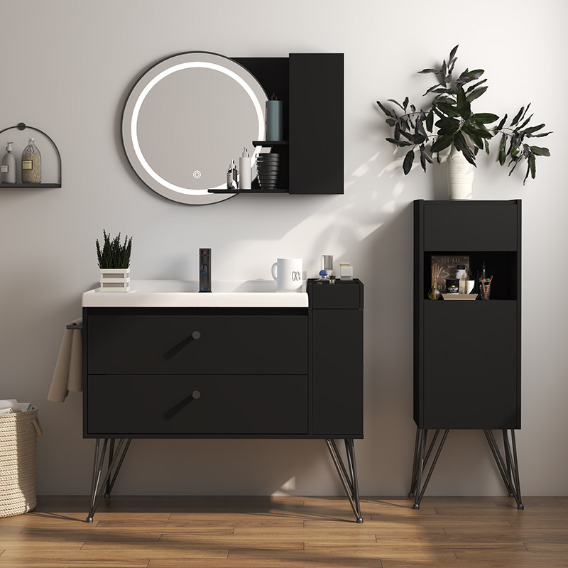 Nordic Bathroom Cabinet floor black mirror cabinet dresser washing pool pool pool suite wash basin cabinet combined washing table