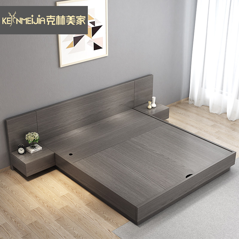 Nordic board bed tatami bed 1.8 meters Double bed Modern simple 1.5 meters Japanese style master bedroom storage storage bed