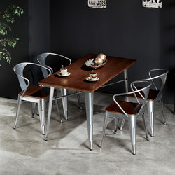 American Industrial Style Iron Art Solid Wood Dining Table and Chair Casual Backrest Chair Cafe Music Qingba Bistro Table and Chair