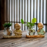 Зеленый бедный горшок стеклянный цветочный бутылка Прозрачная рабочая стола Творческий монах дзен свинг цветочный цветок