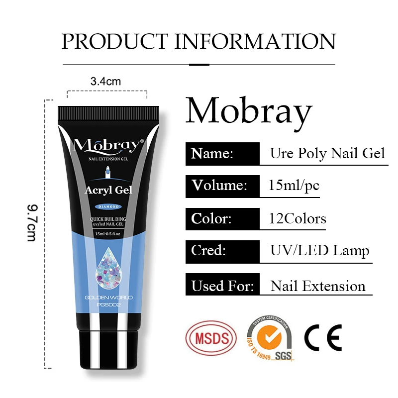 Набор для наращивания ногтей Poly Gel Mob Ray — поли‑крем, 5/11 шт. варианты цвета, лампа и инструменты