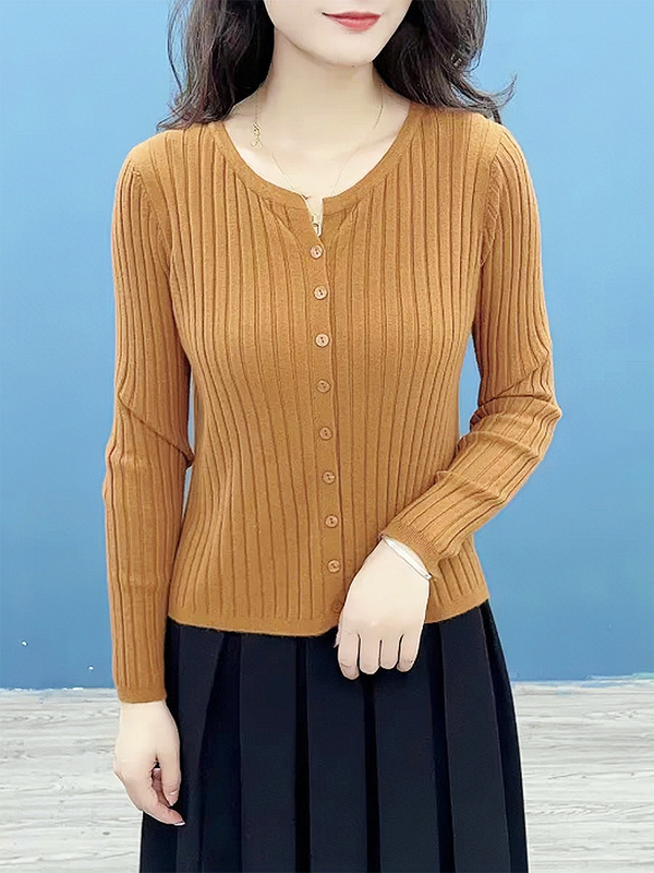 2026 Spring and Autumn New Round Neck Thin Knitted Cardigan Jacket Women's Shawl Outerwear Stylish Sweater Top