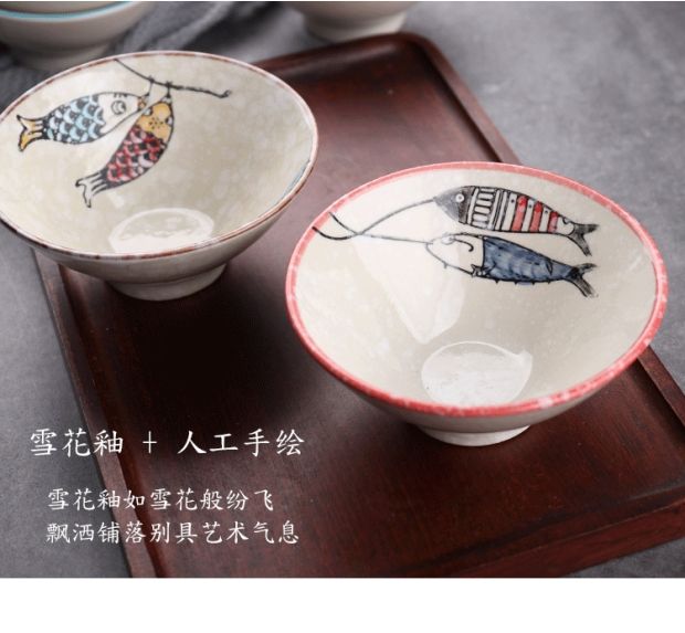 Bộ đồ ăn bằng gốm Nhật Bản màu nền vẽ tay cao 5 inch chân cao bát bát tráng miệng bát cơm gia đình bát nhỏ bát súp - Đồ ăn tối đĩa giấy dùng 1 lần