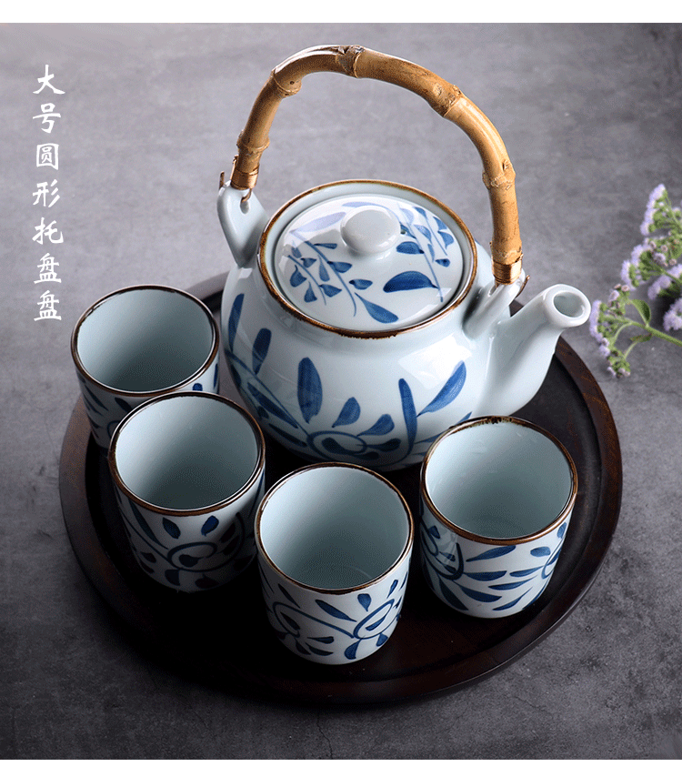 Nhật Bản phong cách khay gỗ retro hình chữ nhật tròn log hộ gia đình rắn gỗ khay đĩa tấm món ăn đĩa - Tấm khay gỗ tròn