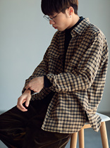 Tangerine HUMANIMAL 20AW] Japanese flannel fabric Lattice Grain Loose Long Sleeve Shirt Lining