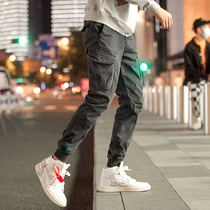 Overalls mens bunches feet loose Haren pants ins Super fire 2021 early autumn new pants men Korean trend trousers