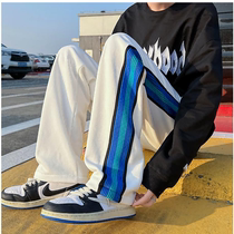 Klein Blue Pants Man Oversize High Street Loose Straight Cylinder Chubby Tide Card Sports Pants Summer Casual Wear Pants