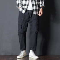 Working Pants Mens Summer Multi-Pocket Tide Cards Easy Days of Yuppies High Level Sensness Design Sensation Boomer Casual Long Pants