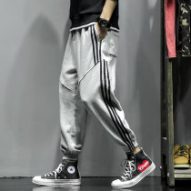 Sweat pants mens autumn and winter style brand bunches foot gray sports pants Korean version of the trend basketball loose size fat Haren pants