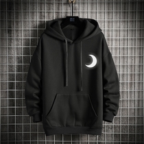 Moon reflective sweater men loose trend Joker large size luminous cool luminous hoodie couple coat
